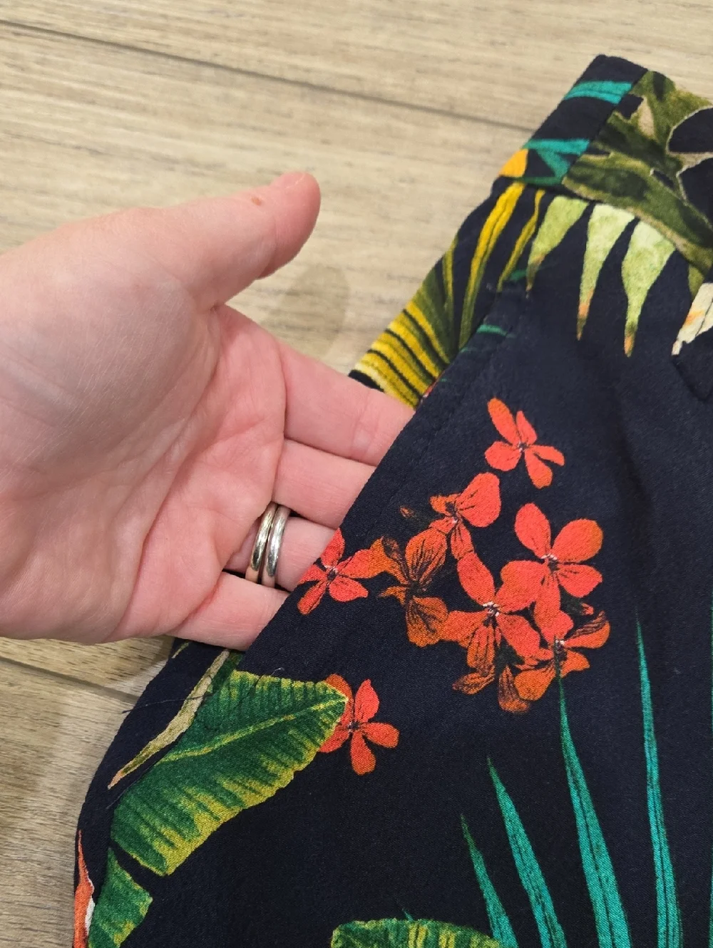 Zara Tropical Print Wide-Leg Resortwear/Polynesian Pants - Picture 5 of 10